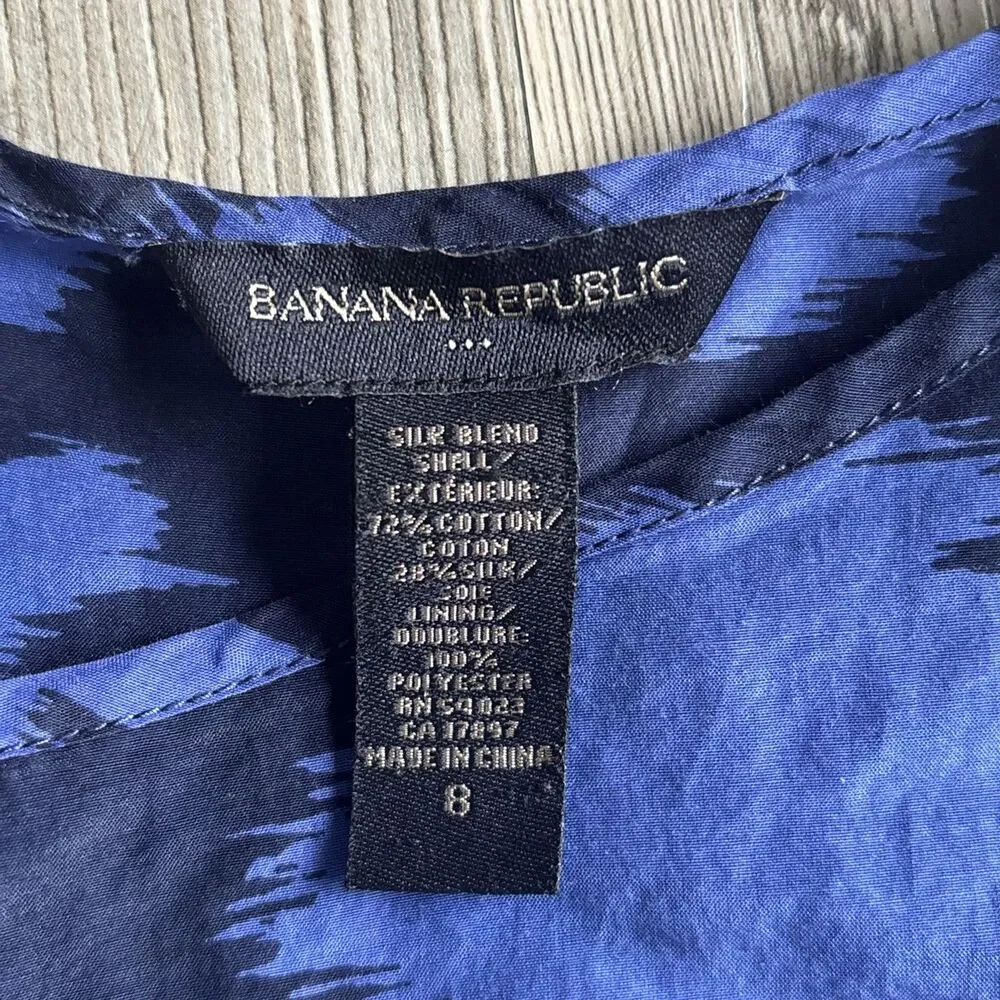 Banana Republic Sz 8 Silk Blend Navy Blue Dress Sleeveless Shift Dress - Picture 4 of 8